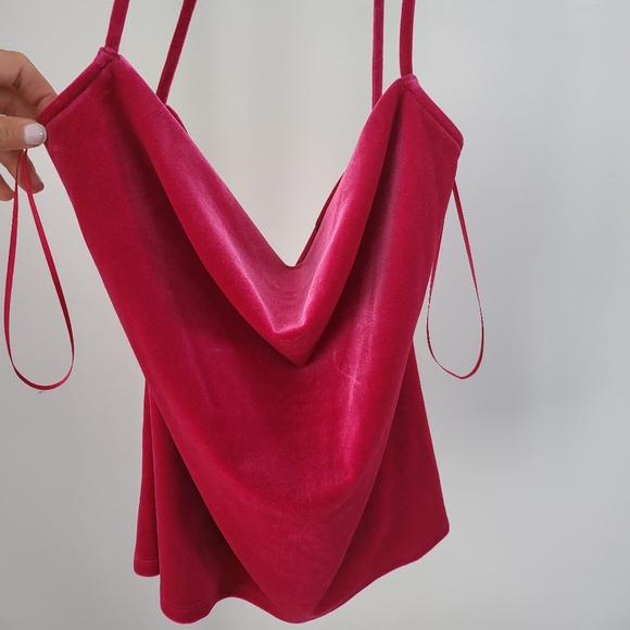 Express Pink Velvet Cowl Top - Picture 2 of 6